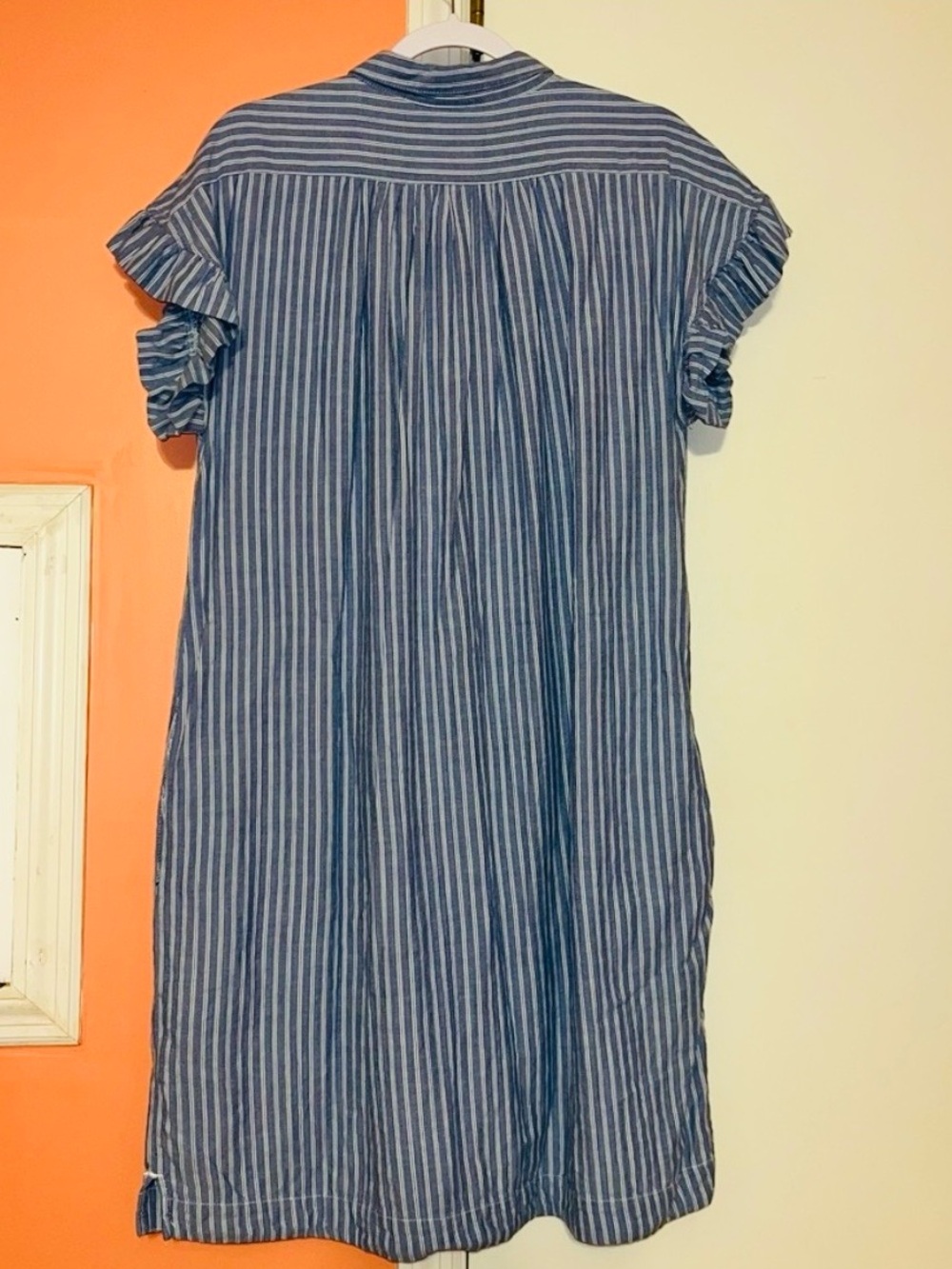 Isabella Sinclair Anthropologie Piper Blue Striped Shirt Dress - Picture 12 of 15